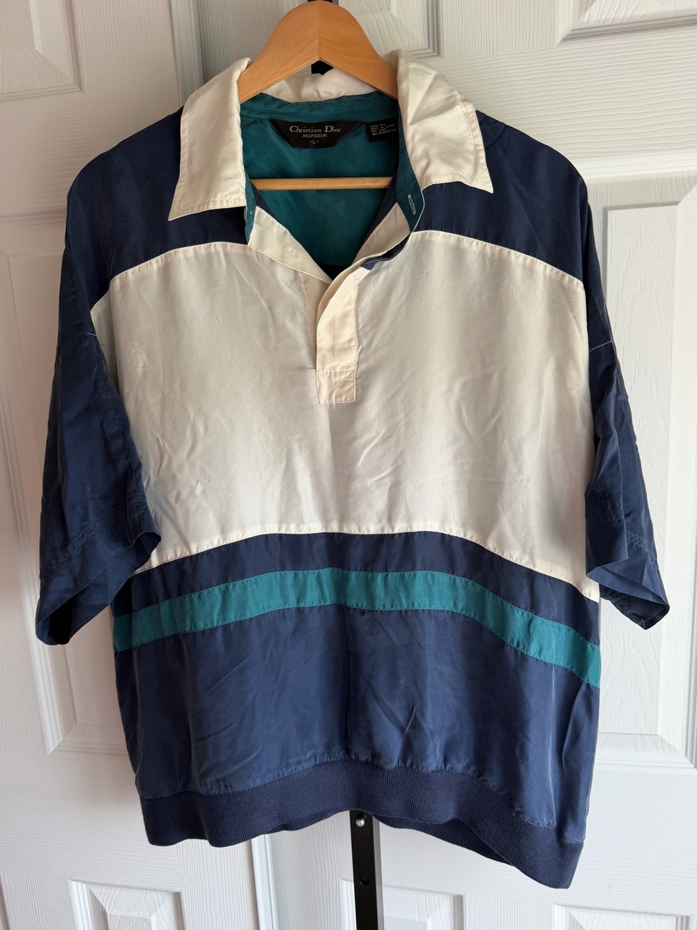 Christian Dior Monsieur Vintage 90s  Polo Shirt Men’s 100% Silk Size: L